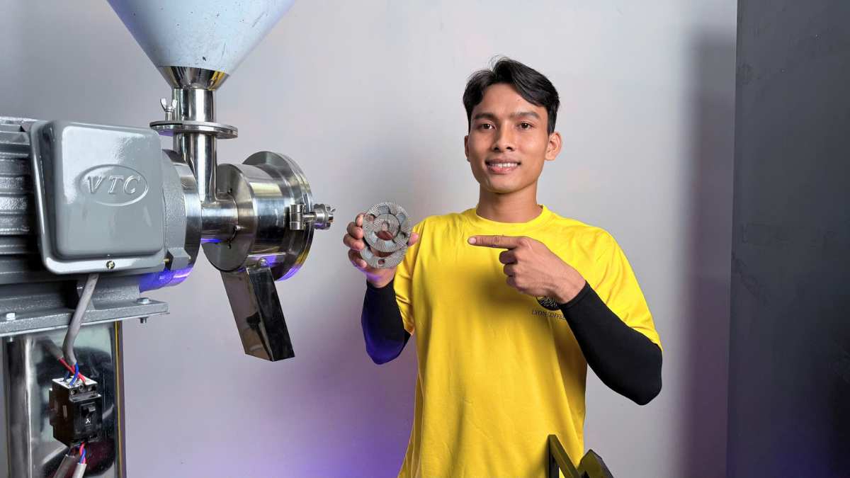 Máy xay cà phê công nghiệp inox 2HP burr 130mm thép không gỉ motor 2HP