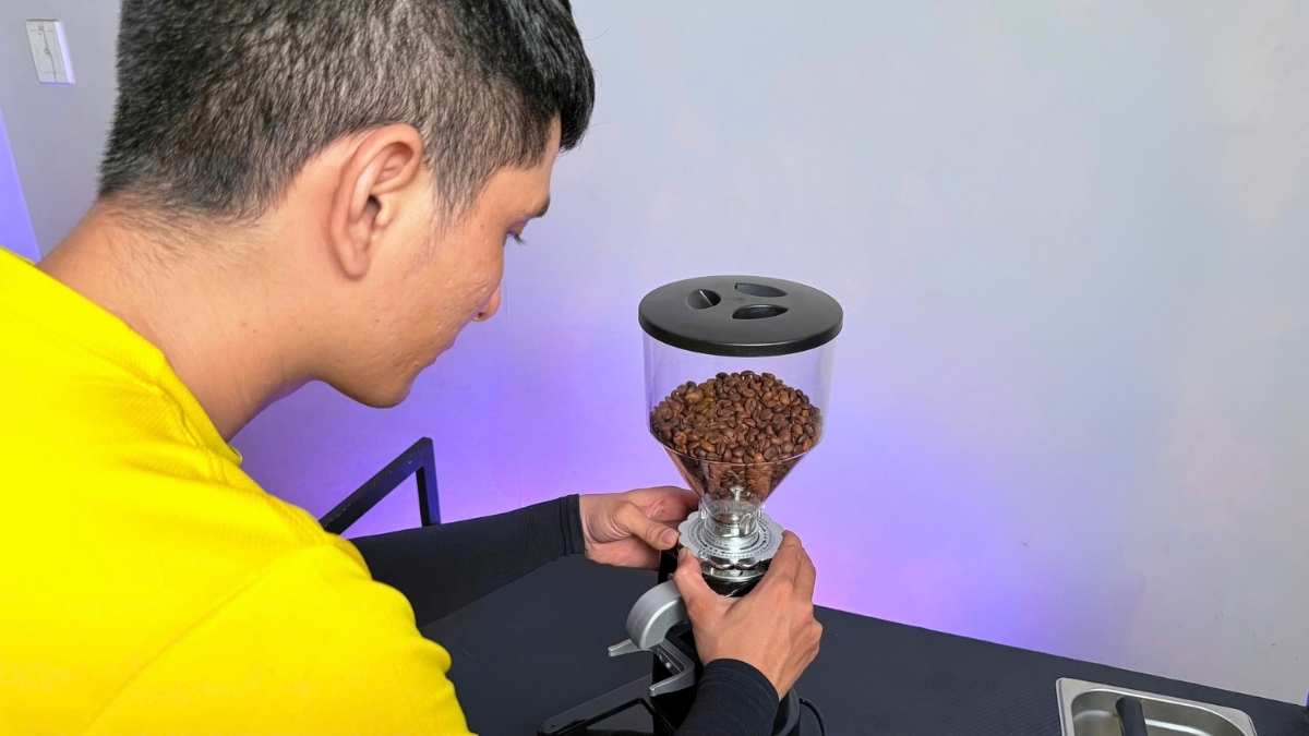 Máy xay cà phê Gemilai CRM 019 thương hiệu Trung Quốc chế độ bán tự động