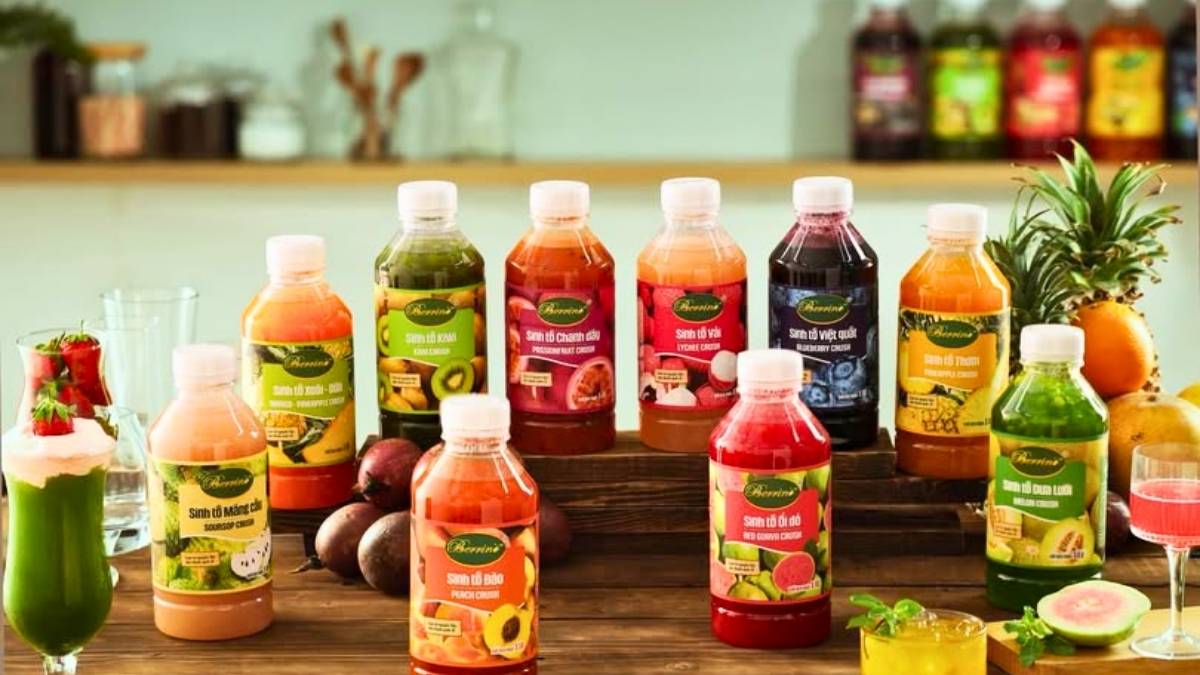Sinh tố Berrino đa dạng hương vị chai 1 lít tiện lợi
