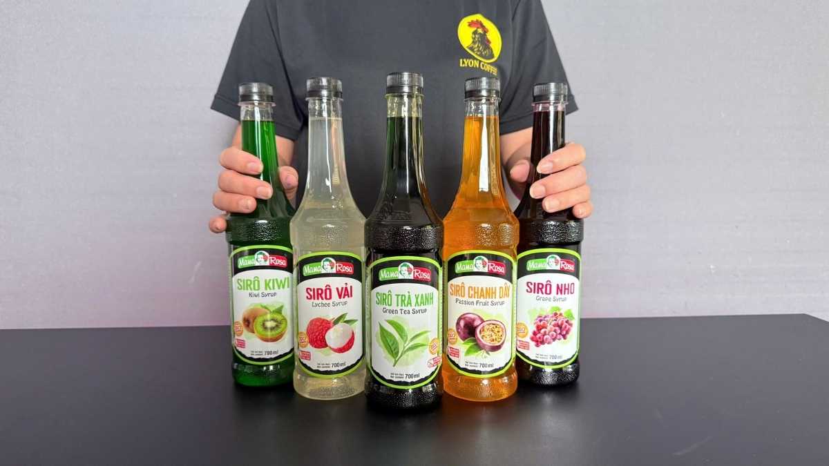 Ba món đồ uống pha từ Sirô Mama Rosa Trà Xanh latte soda rau câu