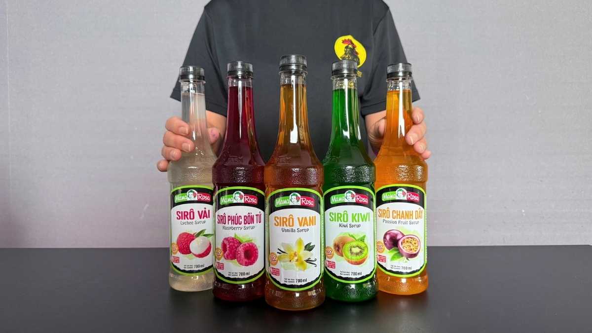 Ba món đồ uống pha từ Sirô Mama Rosa Vanilla latte trà sữa soda