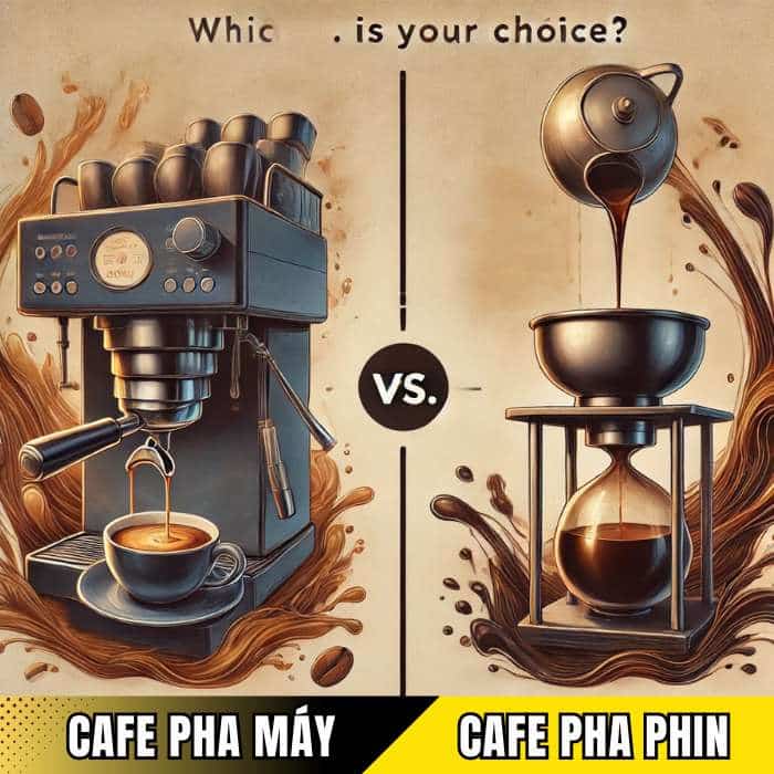 So sánh cafe pha máy và pha phin