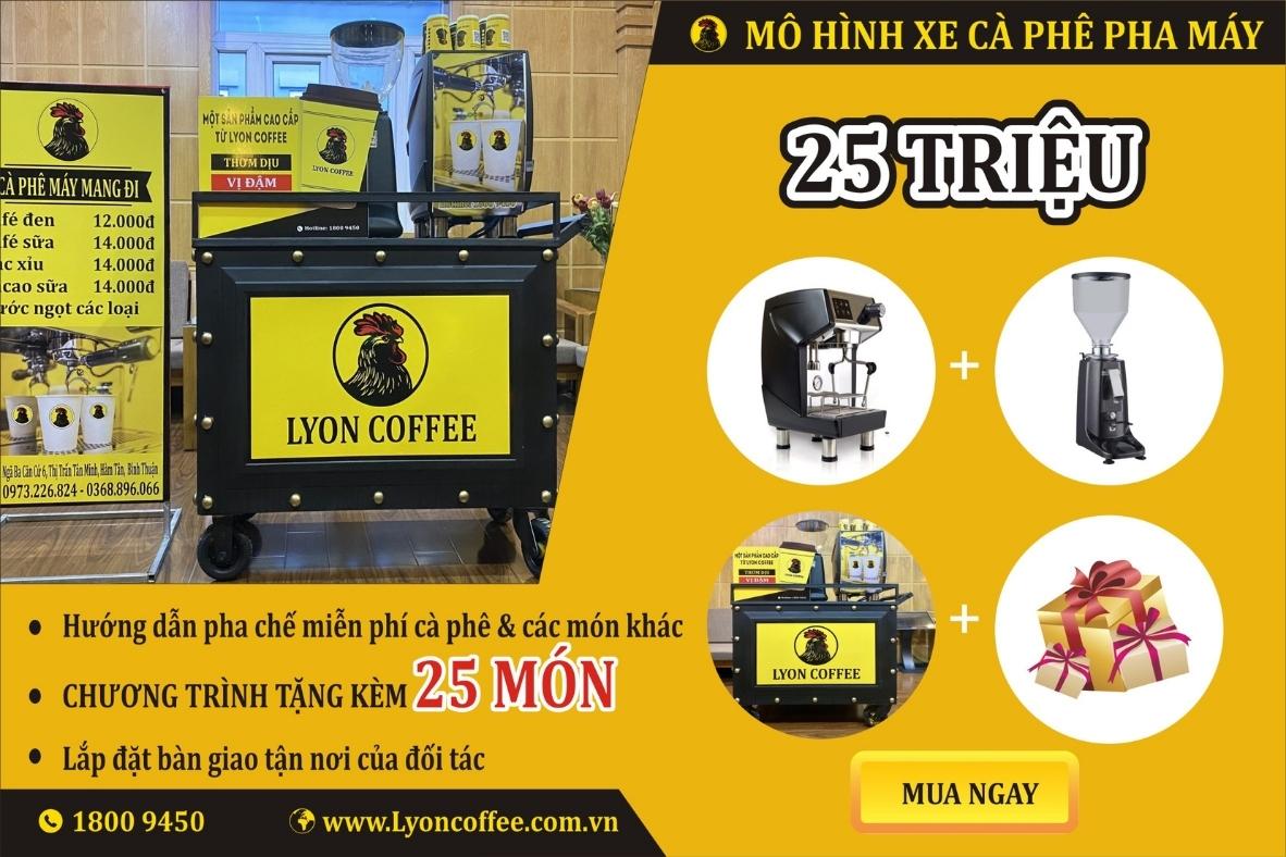 Combo khởi nghiệp nhượng quyền xe bán cafe pha máy mang đi 25 triệu đồng